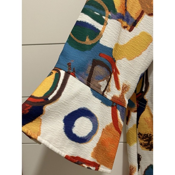 Ali Miles Box Print Colorful Shirt Shacket Blazer 1X Maximalist Boho Art To Wear - Picture 5 of 9